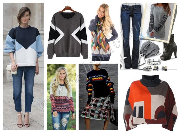 Модные свитера с геометрическими принтами на 2017 